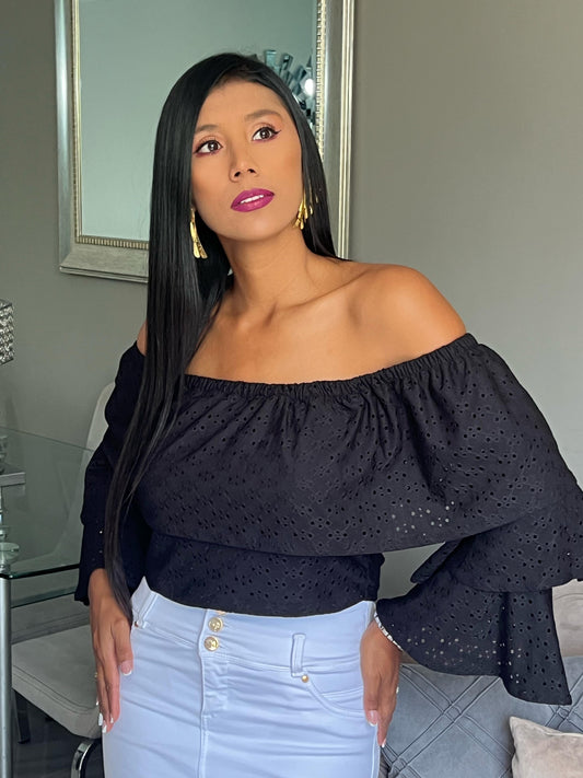 Blusa Campesina Color Negro