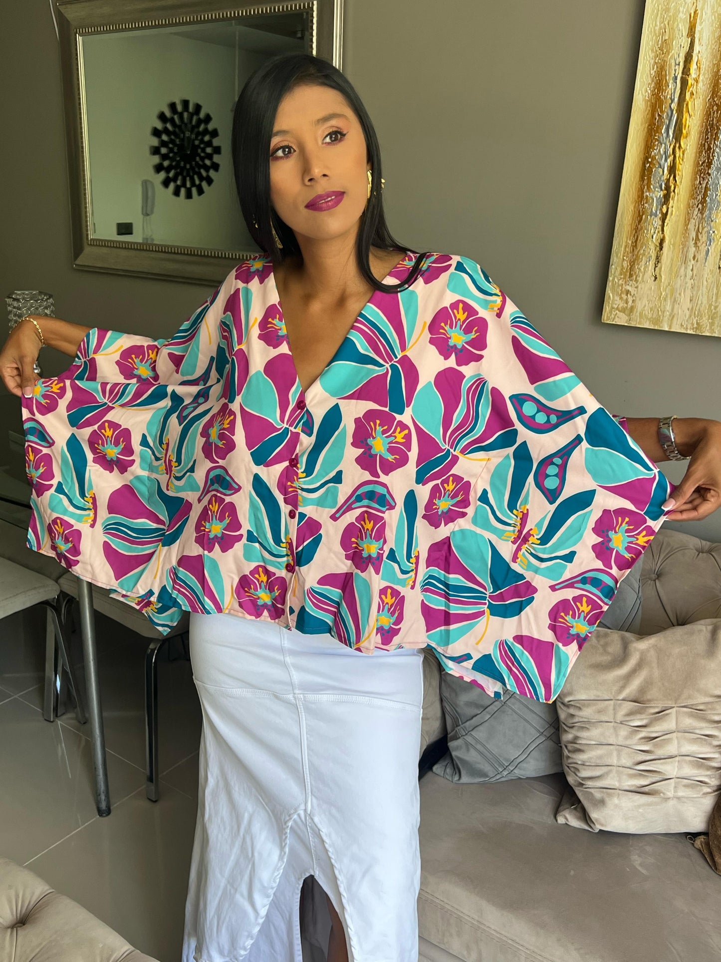 Blusa tipo ruana